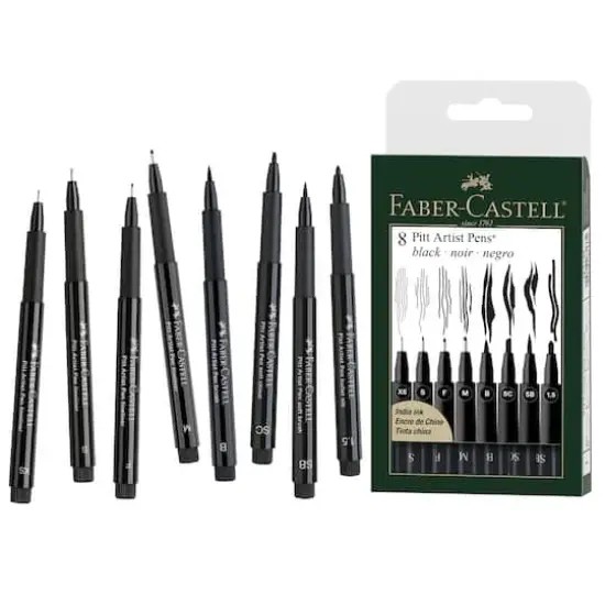 Faber-Castell&reg; PITT&reg; 8 Piece Black Artist Pen Set {3}
