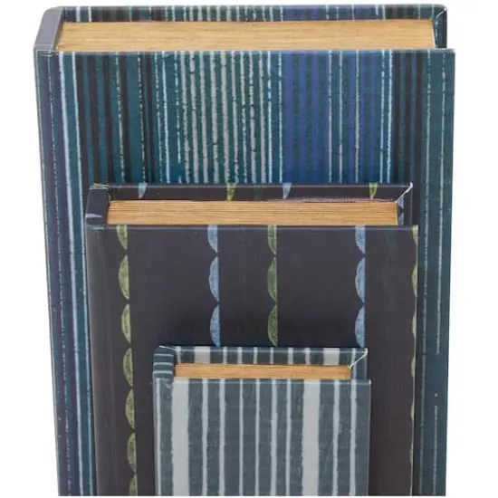 Gray & Blue Stripe Faux Leather Faux Book Box Set {4}