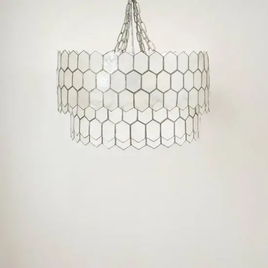 Hello Honey&reg; Capiz 2-Tier Honeycomb Chandelier Black {9}