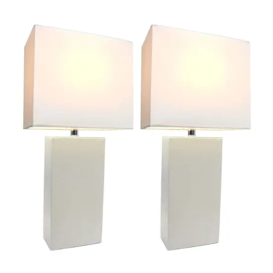 Elegant Designs&trade; 2 Pack Leather Table Lamps with White Shades {3}