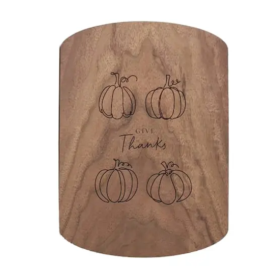 Give Thanks Pumpkins 11" x 8" Walnut Oval Cutting Board {1}