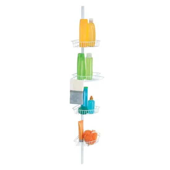 Bath Bliss White 4-Tier Corner Shower Caddy {1}