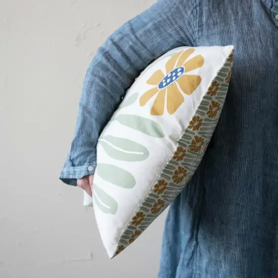 Embroidered Flowers Double Sided Printed Pillow Cover Set {3}