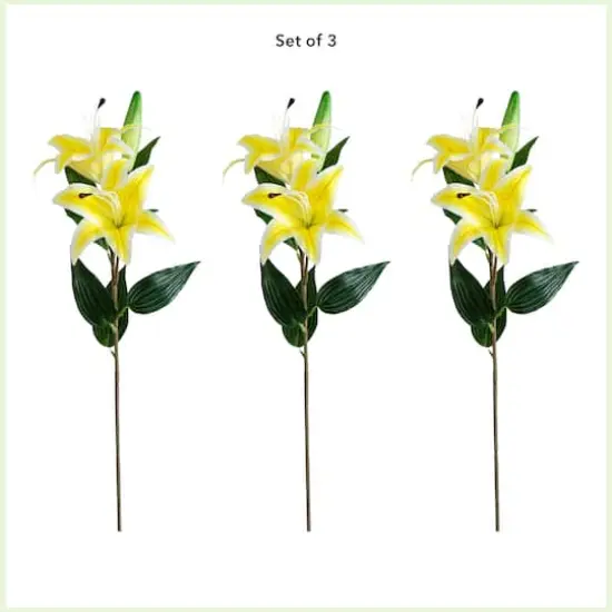31" Yellow Lily Flower Stems, 3ct. {4}