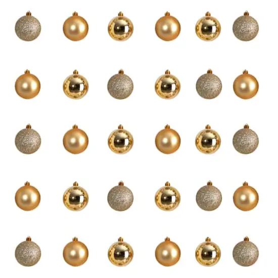 30ct. 2.5" Gold Shatterproof Christmas Ornaments {1}