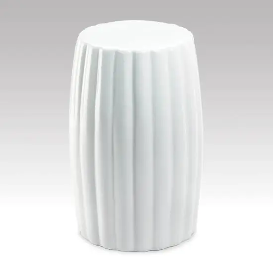 18.25" Glossy White Ceramic Stool {3}