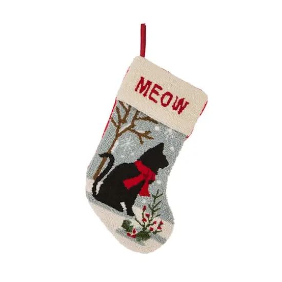 Glitzhome&reg; 20" Hooked Cat Stocking {1}