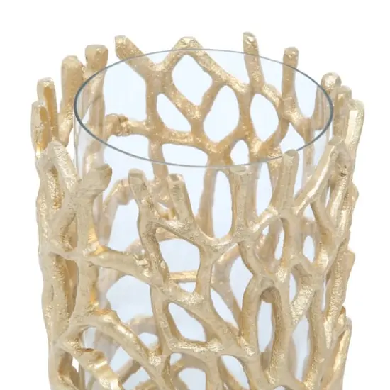 Gold Aluminum Coastal Candle Holder, 10" x 5" x 5" {4}