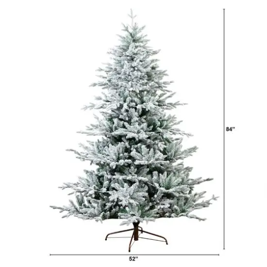 7ft. Pre-Lit Flocked Fir Artificial Christmas Tree, Warm White LED Lights  {11}