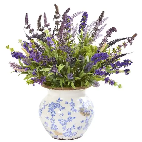 Lavender Artificial Arrangement in Floral Vase {1}