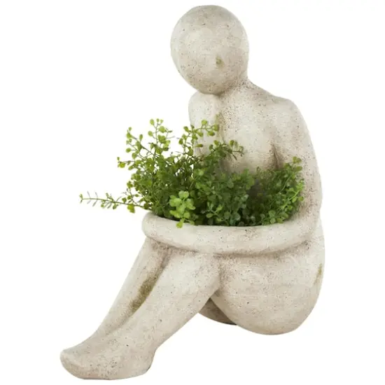 17" Cream Sitting Figure Planter {1}