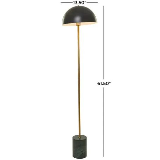 Black Metal Umbrella Style Floor Lamp with Marble Base 14" x 14" x 62" {7}