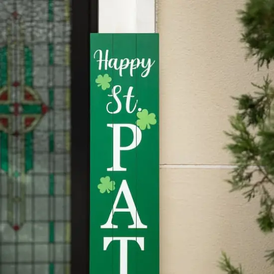 Glitzhome&reg; 60'' Wooden ''Happy St. Patrick's Day'' Porch Sign {5}