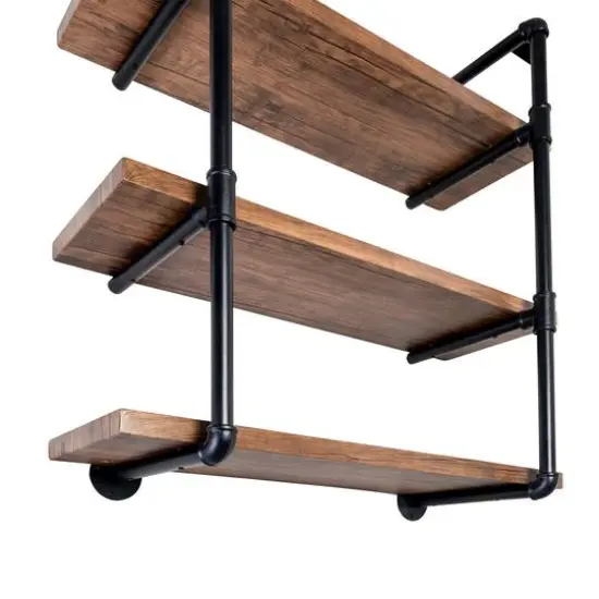 Honey Can Do 34.5" Black Three-Tier Industrial Wall Shelf {8}