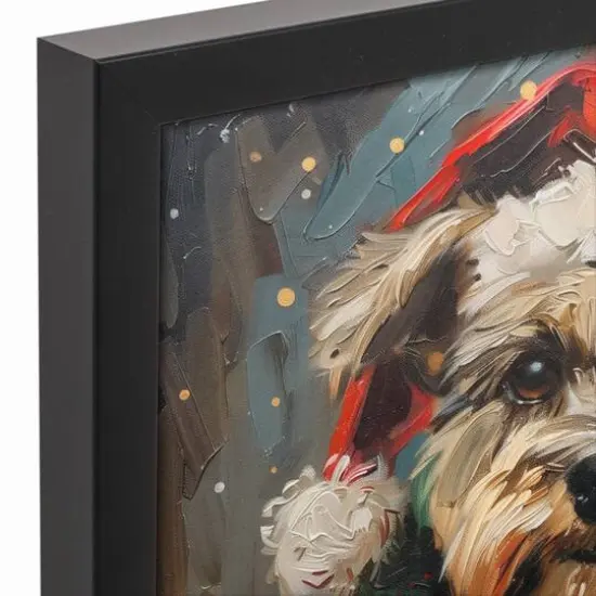 Christmas Yorkie 13.73" x 13.73" Black Framed Canvas {6}