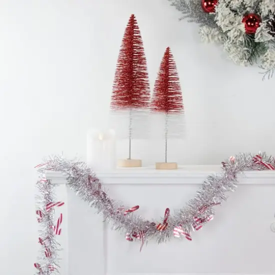 50ft. Silver Christmas Candy Cane Wrapped Tinsel Garland {3}