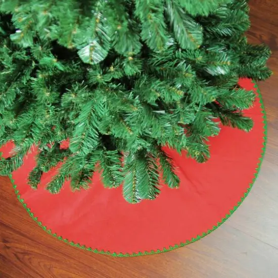 26" Christmas Traditions Cardinal Red with Green Stitching Mini Tree Skirt {5}