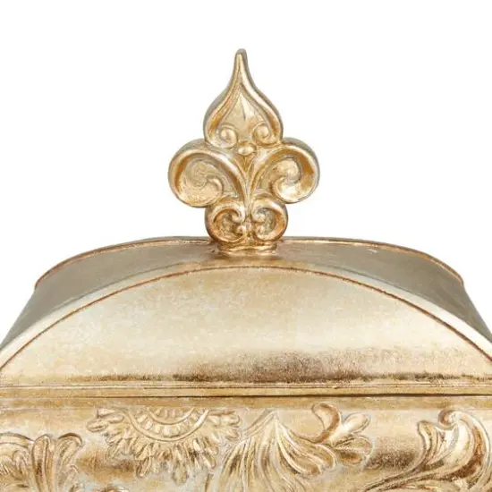 11" Gold Rectangular Traditional Decorative Jar {5}