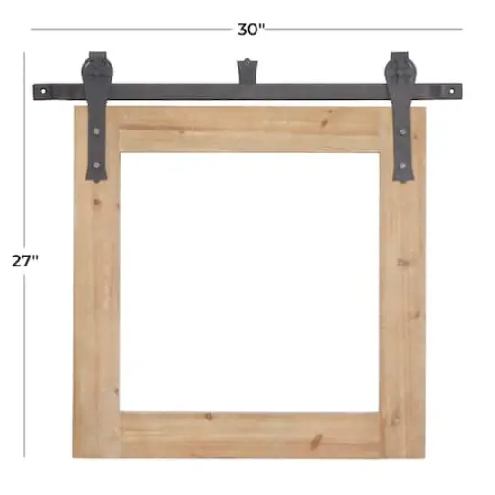 Brown Fir Farmhouse Wall Mirror, 27" x 30" x 2" {6}