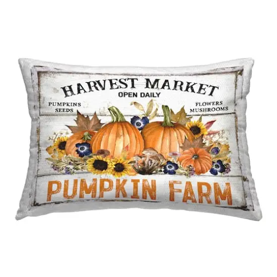 Stupell Industries Pumpkin Farm with Sunflowers Outdoor Printed Pillow {1}