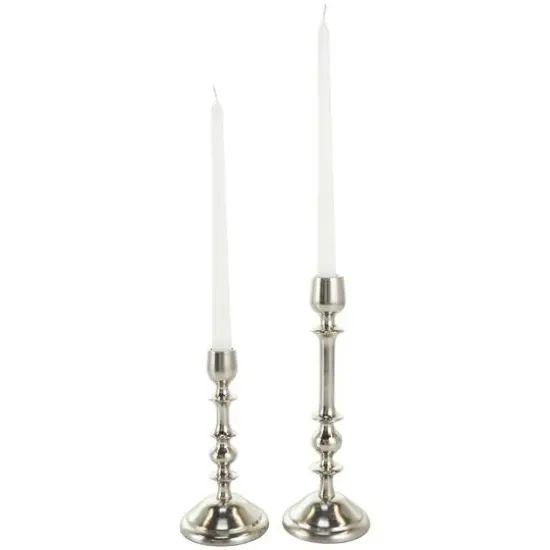 Silver Metal Candle Holder Set {1}