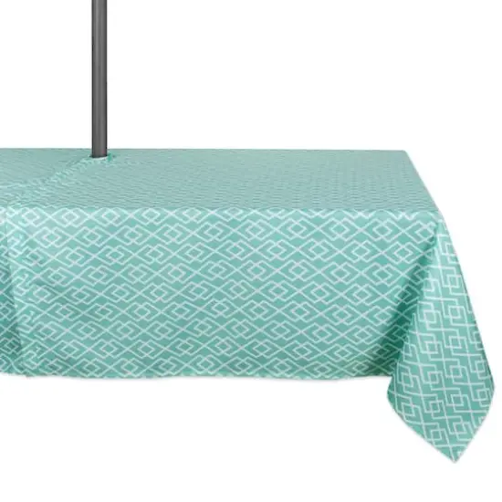 DII&reg; 84" Aqua Diamond Outdoor Tablecloth With Zipper {1}