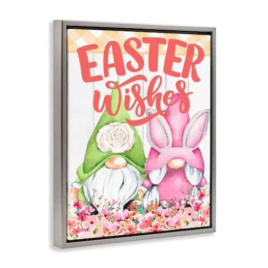Stupell Industries Easter Wishes Gnomes Floater Framed Art Gray {4}
