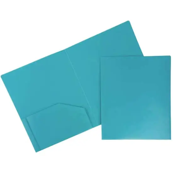 JAM Paper Heavy Duty Plastic 2-Pocket Folders, 6ct. Teal {1}