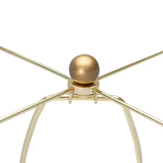 Hello Honey&reg; Glass & Metal Brushed Gold Lamp with White Linen Shade {9}