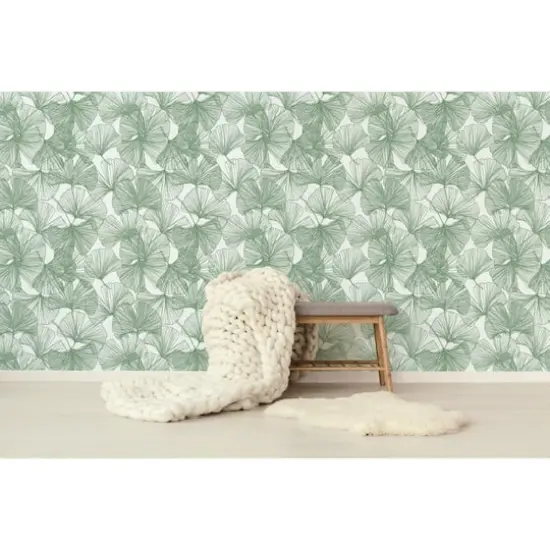 RoomMates Gingko Leaves Peel & Stick Wallpaper Green {6}