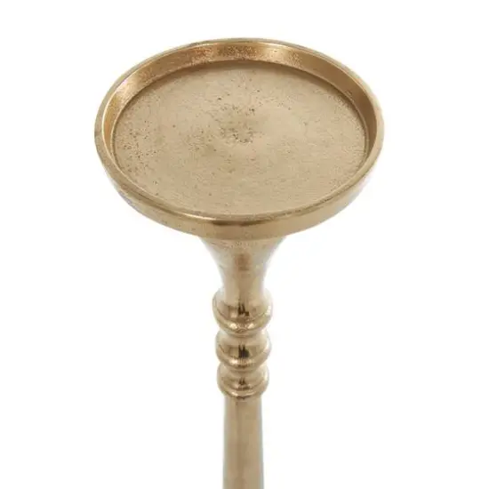 Gold Aluminum Tall Pillar Candle Holder Set {9}