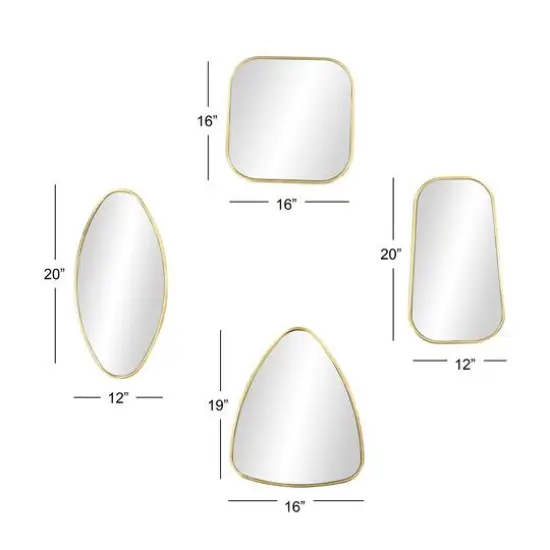 CosmoLiving by Cosmopolitan Set of 4 Gold Wood Glam Wall Mirror, 24", 21", 20" {7}