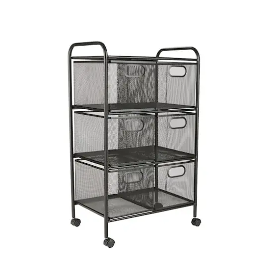 Mind Reader Black 6-Drawer Metal Rolling File Cart {1}