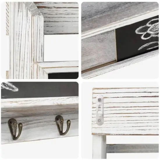 NEX&trade; Wall Mount Mail & Key Holder Organizer with Chalkboard Surface Whitewash {8}