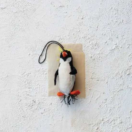 Hello Honey&reg; 5" Black & White Velvet Penguin Ornament {3}