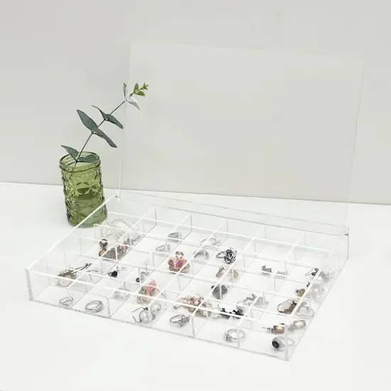13.6" Clear 36-Compartment Divided Tray with Lid by Bead Landing&trade; {5}