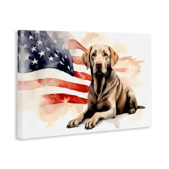 Stupell Industries Patriotic Dog with Flag Canvas Wall Art {4}