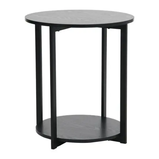 Household Essentials Jamestown 24" Round End Table Black Oak {9}