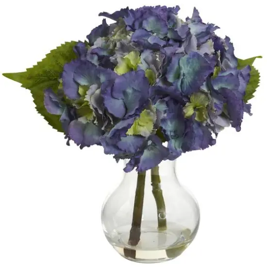 13" Blooming Hydrangea Arrangement In Vase {1}