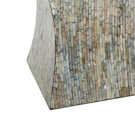19'' Mussel Shells and Wood Contemporary Accent Table {5}