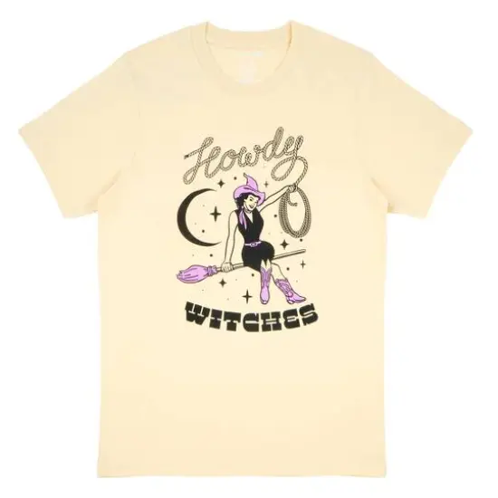 Beige Howdy Witches Adult Crew Neck T-Shirt by Celebrate It&trade; {1}