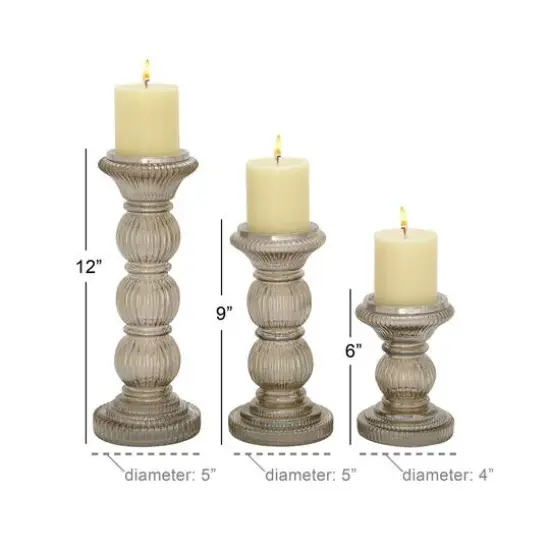 Clear Glass Traditional Candle Holder Set {6}