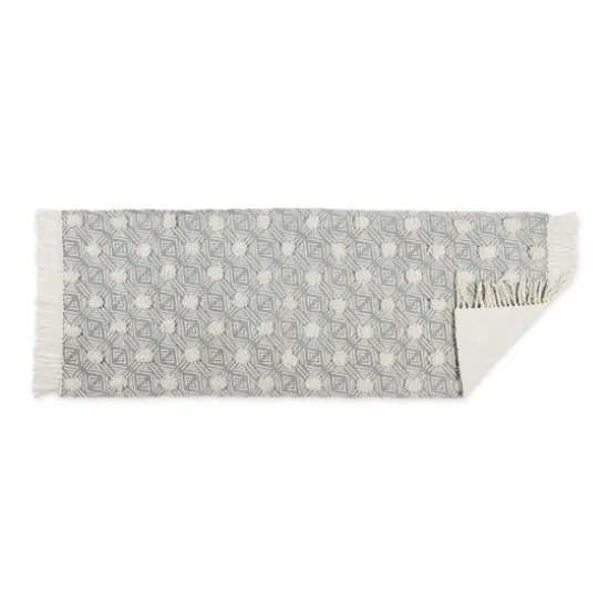 DII&reg; Diamond Printed Off-White Hand-Loomed Shag Rug Runner 2ft. x 6ft. Gray Diamond {4}