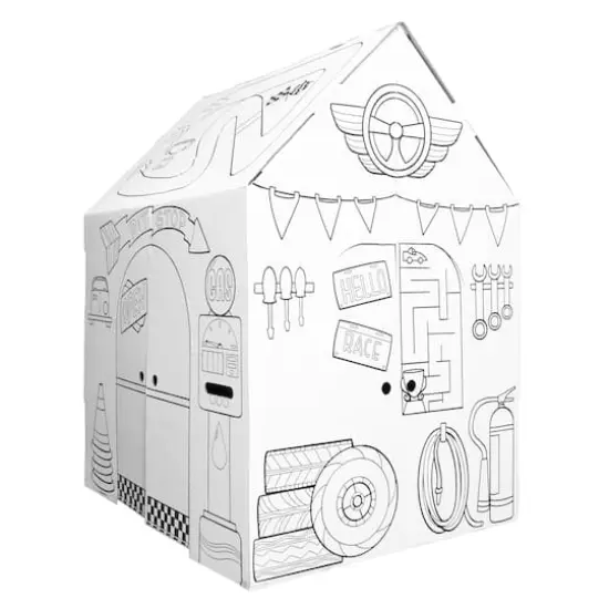 Easy Playhouse Pit Stop Garage Cardboard Playhouse {5}