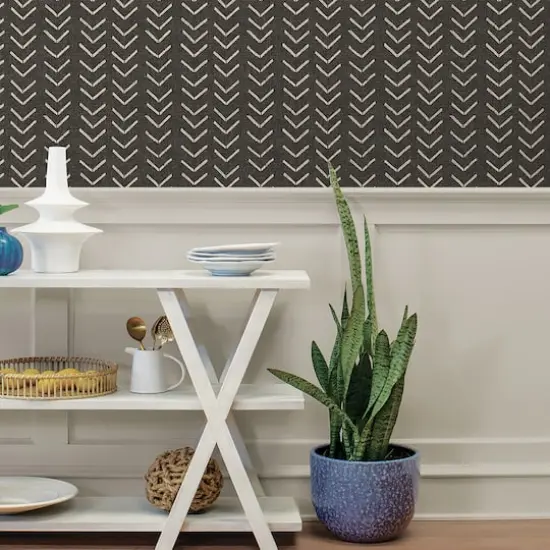 Surface Style Bogolan Sky Peel & Stick Wallpaper Ebony {6}