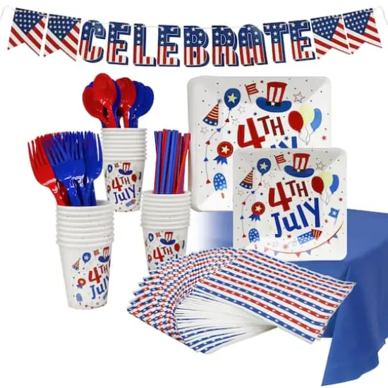 171 Piece Patriotic 4th of July Disposable Party Set {1}