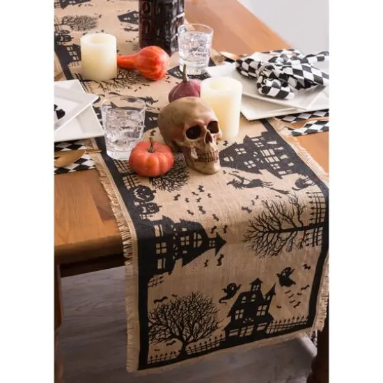 DII&reg; 74" Haunted House Burlap Table Runner {3}