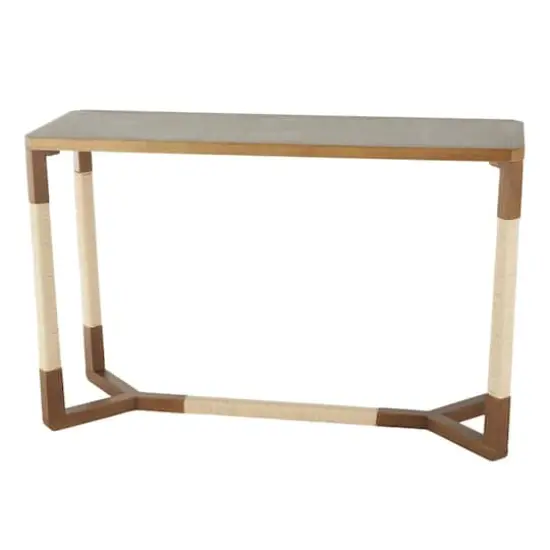 47.25" Brown Wooden Living Room Console Table with Rope Wrapped Frame {7}