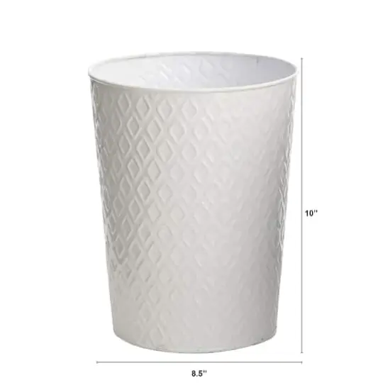 10" White Embossed Tin Planter {3}