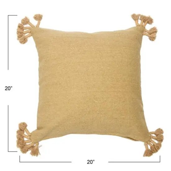 Hello Honey&reg; Tan Square Canvas Pillow Cover with Tassels {7}